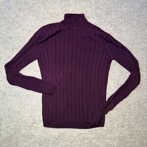 MARK ALEXANDER Studio Women M Ribbed Turtleneck Sweater Purple Black